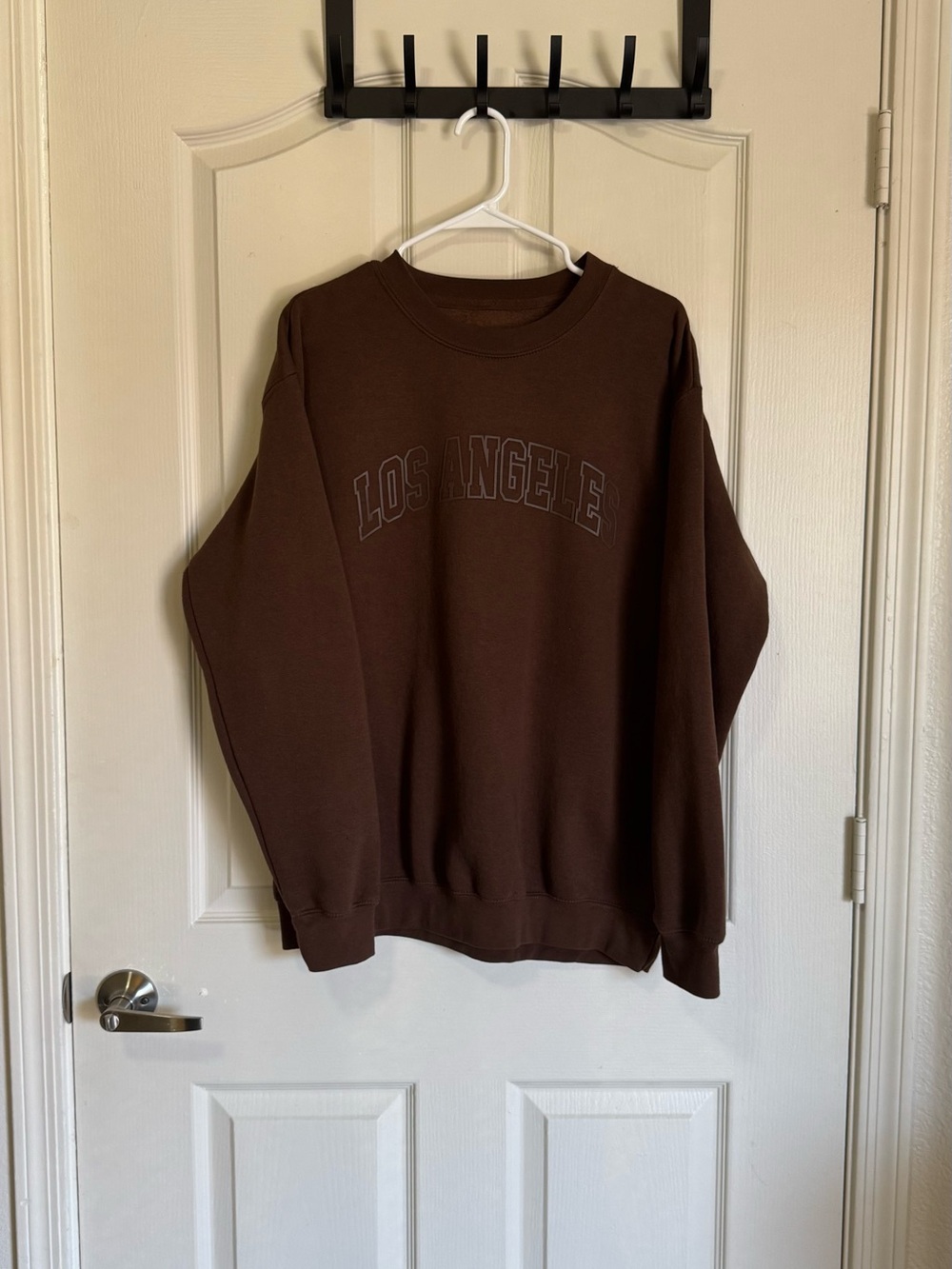 Eighty Eight Chocolate Brown Crewneck Sweatshirt with 'Los Angeles' Arch